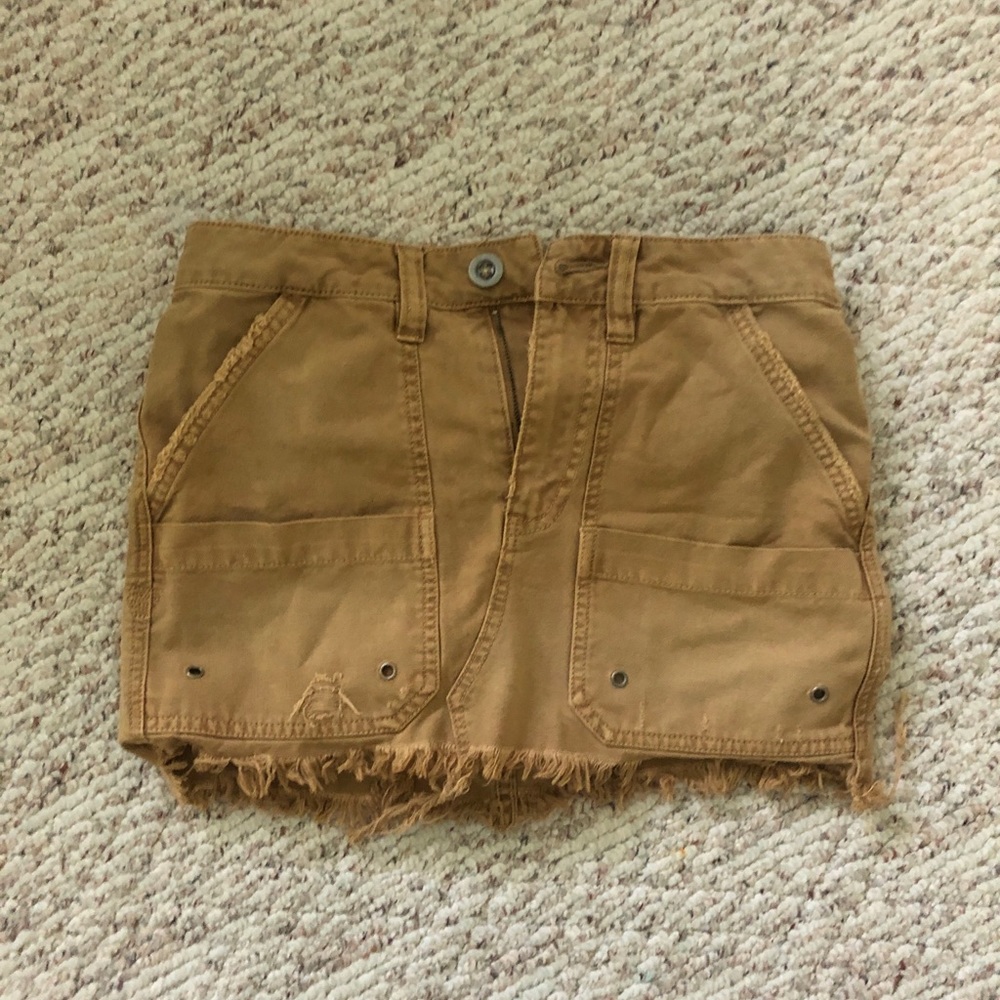 FREE PEOPLE tan denim mini skirt
